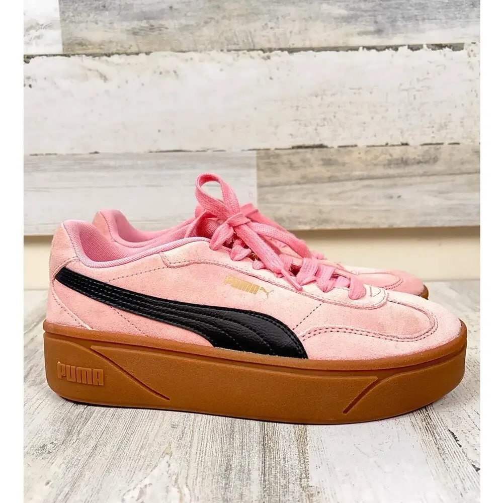 Puma Womens 10 Pink Club Era II Platform Sneakers Suede Casual NEW